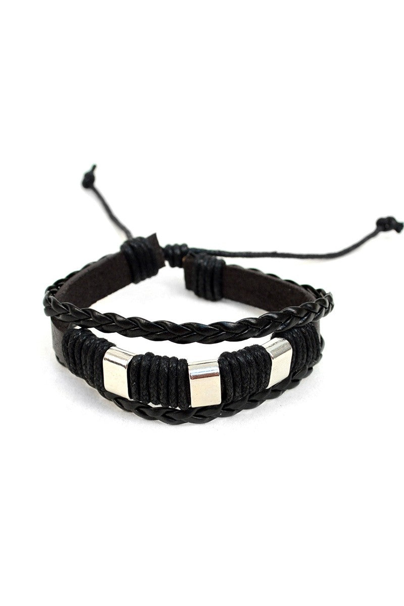 2pc Leather & Stone Bracelet - LURE Boutique