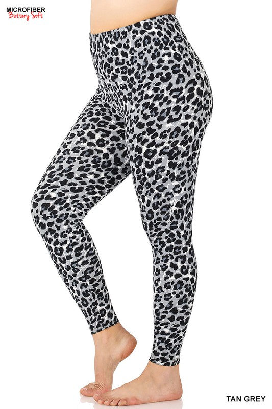 Microfiber Grey Leopard Leggings Microfiber Grey Leopard Leggings