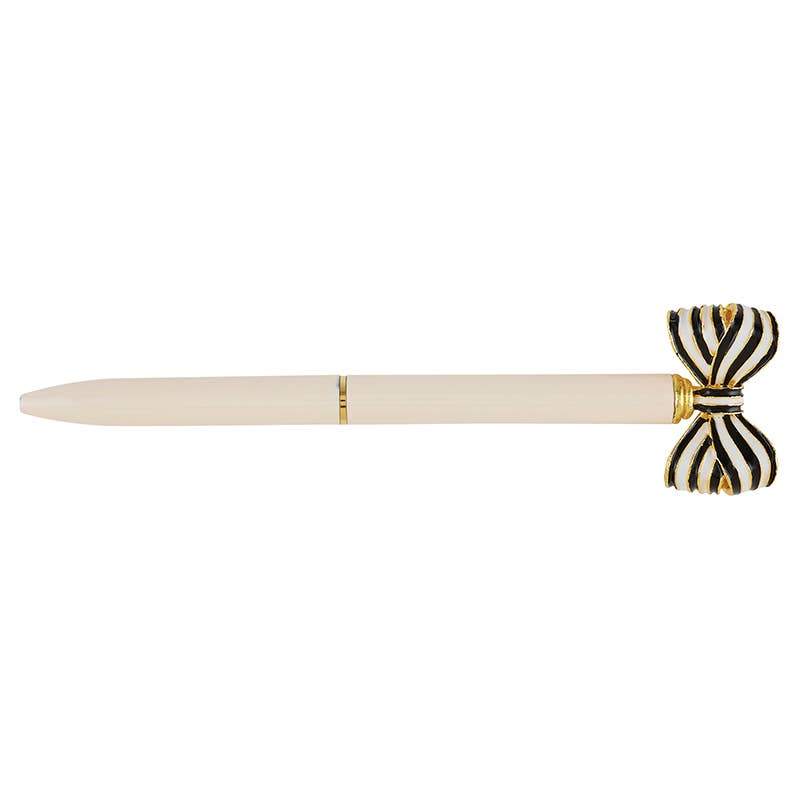 Blush Striped Bow Pen - LURE Boutique