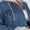 Oversized Denim Jacket w/Hoodie - LURE Boutique