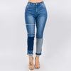 High Waist Block Patched Skinny Jeans - LURE Boutique