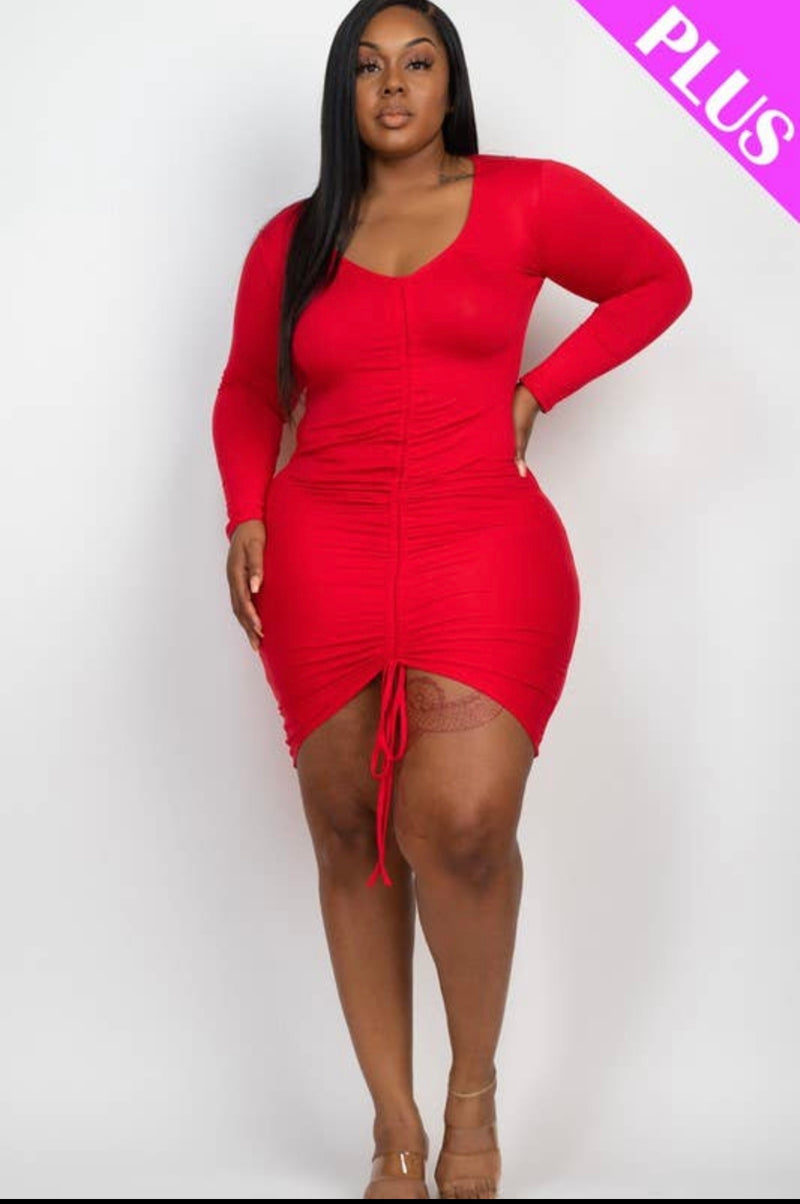 Plus Size Ruched Front Body Dress - LURE Boutique