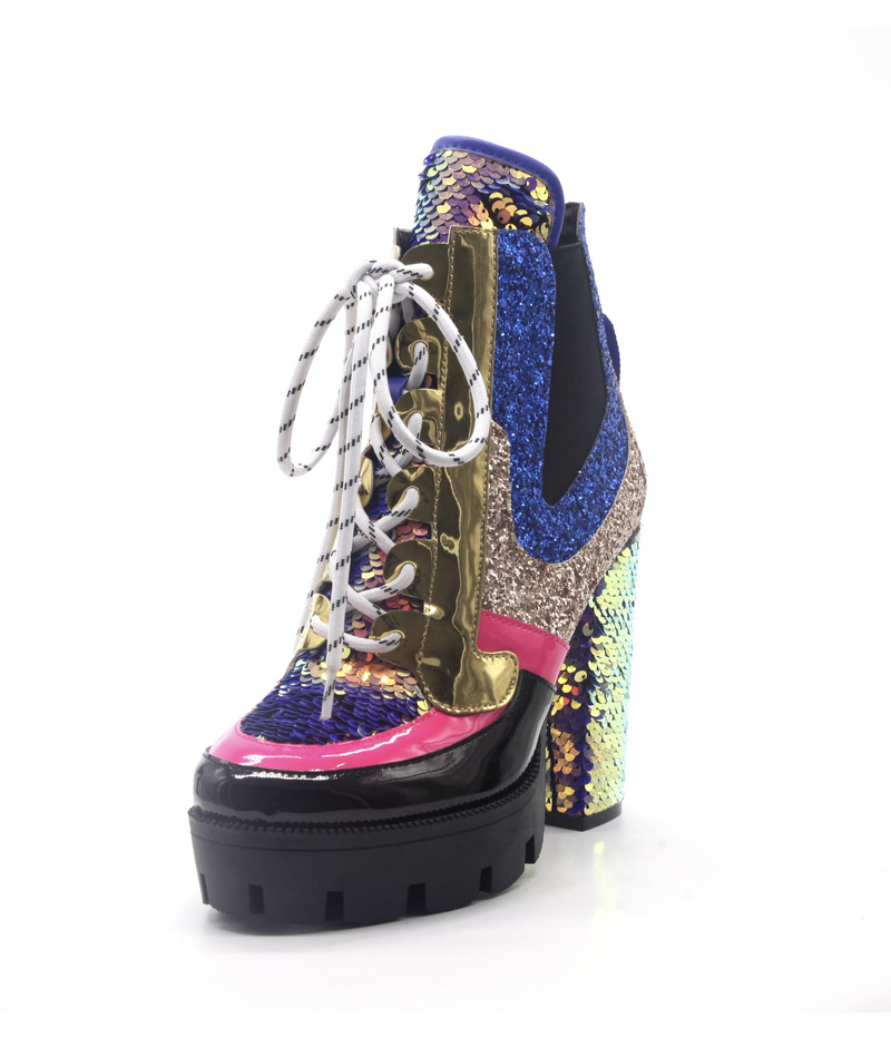 Nell Chunky Sequins High Heel- Mermaid - LURE Boutique