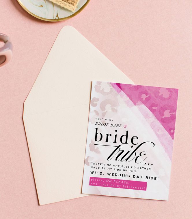 Bride Tribe, Will You Be My Bridesmaid? Wedding Card - Hot Pink Leopard Print Card - LURE Boutique