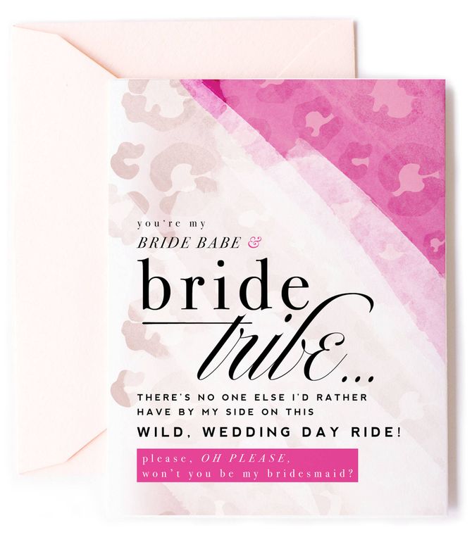 Bride Tribe, Will You Be My Bridesmaid? Wedding Card - Hot Pink Leopard Print Card - LURE Boutique