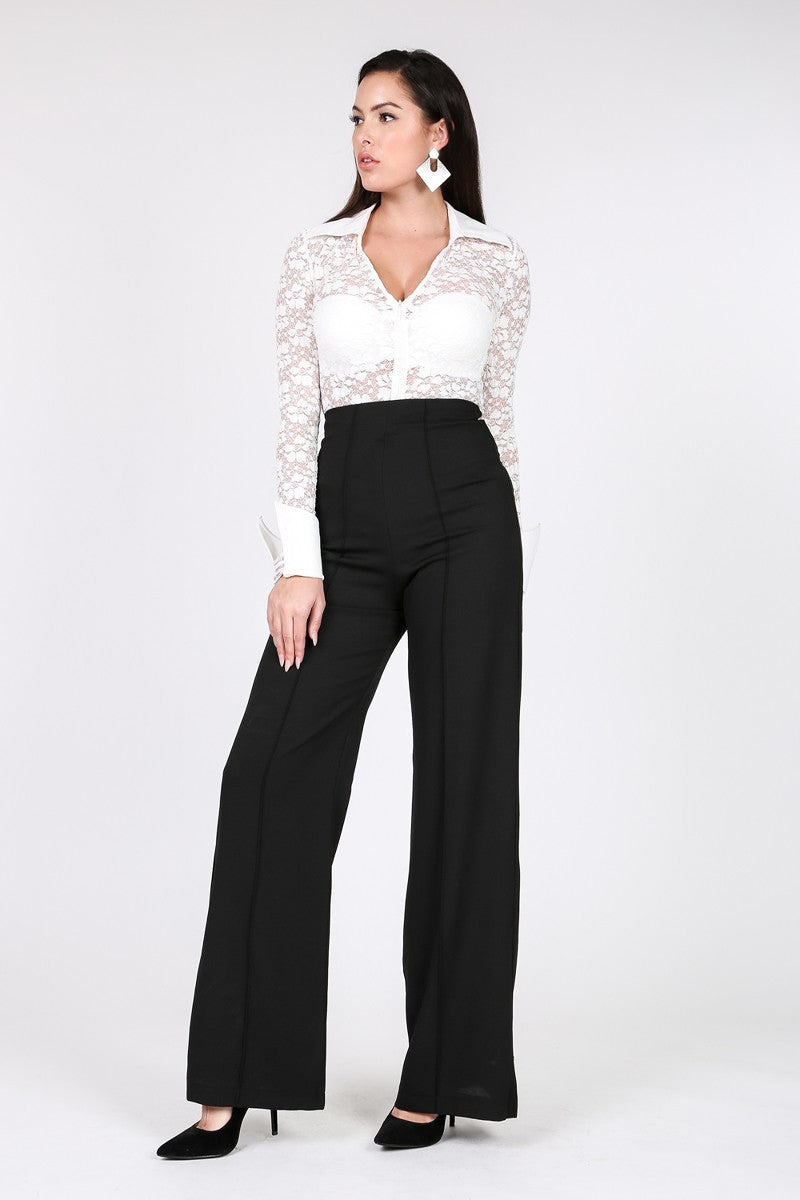 Real Estate Black Wide Leg Palazzo Pants - LURE Boutique